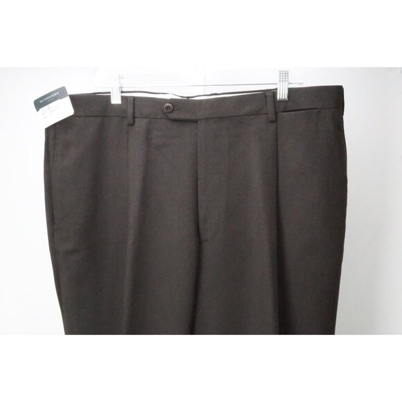 Burberry London Dark Brown Woven 100% Wool Mens Pants Trousers Sz 58 EU NEW
